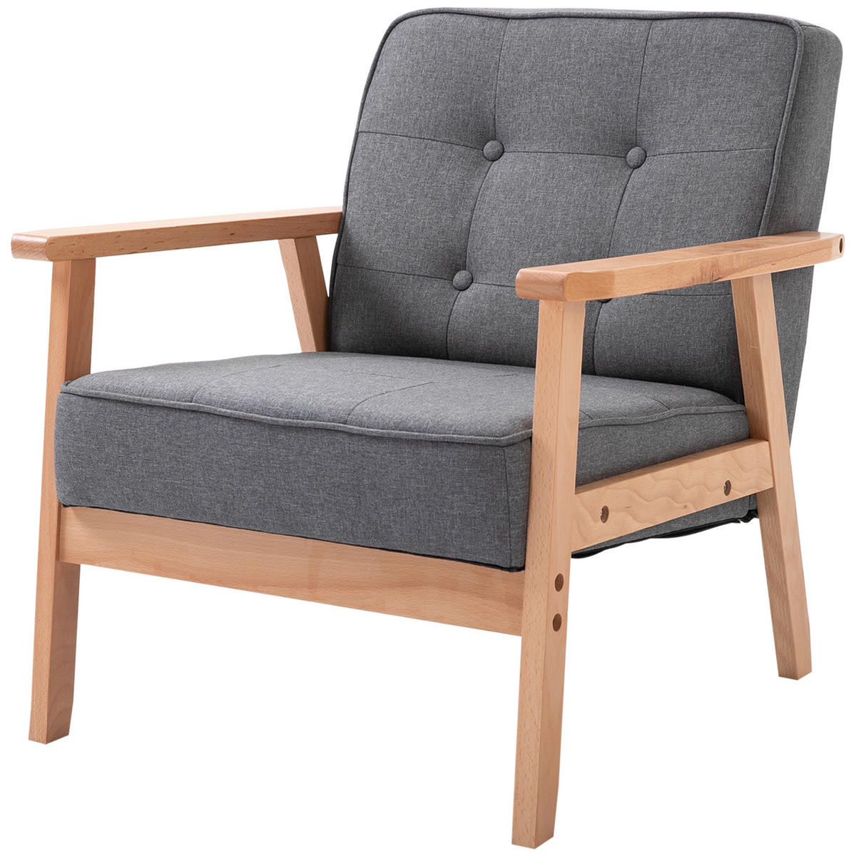 SESSEL DE-06862 mit Holzbeinen und Leinenoptik Grau - Grau, Holz (70/74/64.5cm) - ComfortXL