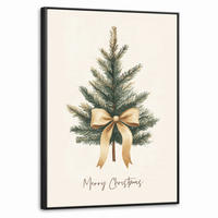 LEINWAND Bilder mit Rahmen - Weihnachtsbaum - Weihnachten - Frohe Weihnachten - Beige - 70x100 - Sandfarben, Textil (70/100cm) - MuchoWow