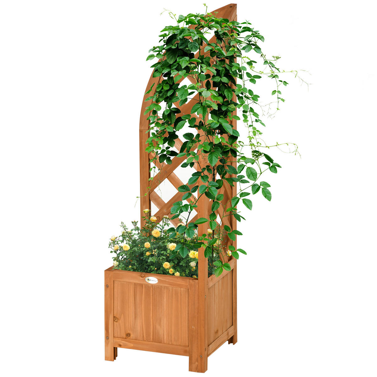 PFLANZKASTEN DE-05358 Mit Eckspalier, Holz Braun - Braun, Holz (32/108/32cm) - ComfortXL