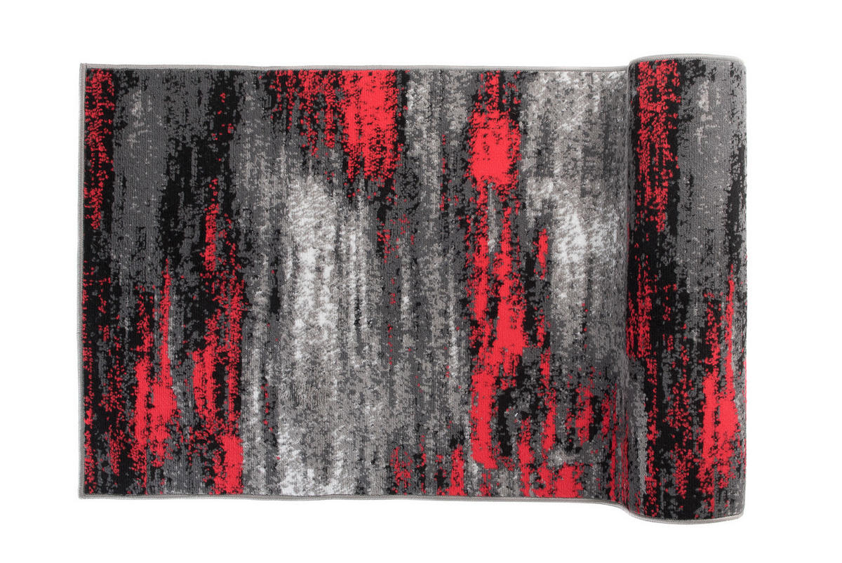 LÄUFER MAYA Schwarz Rot 70/400 cm - Rot, Textil (70/400cm) - Tapiso