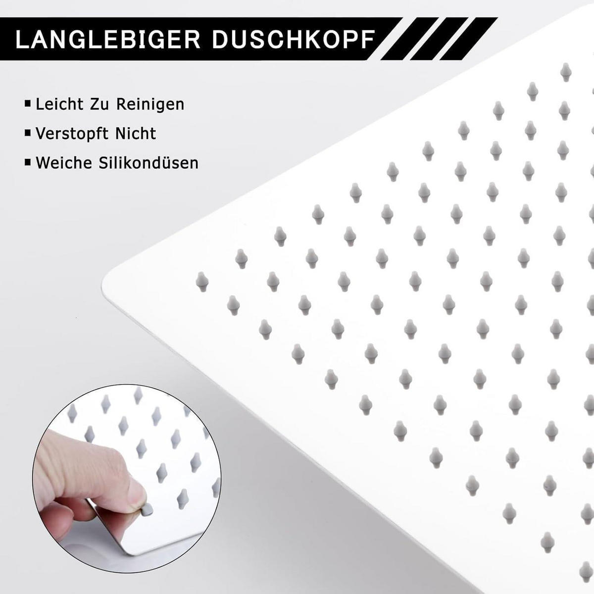 DUSCHKOPF Regendusche 40 x 40 cm Edelstahl Chrom - Silberfarben, Metall (20/12.7/20cm)
