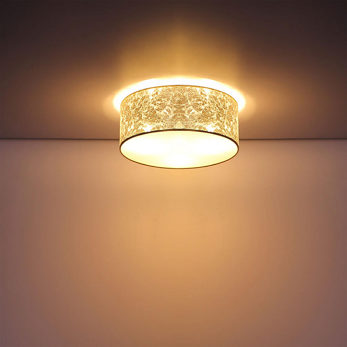 LED DECKENLEUCHTE AMY I Silber Textil - Silberfarben, Metall (40/40/17.5cm) - Globo Lighting