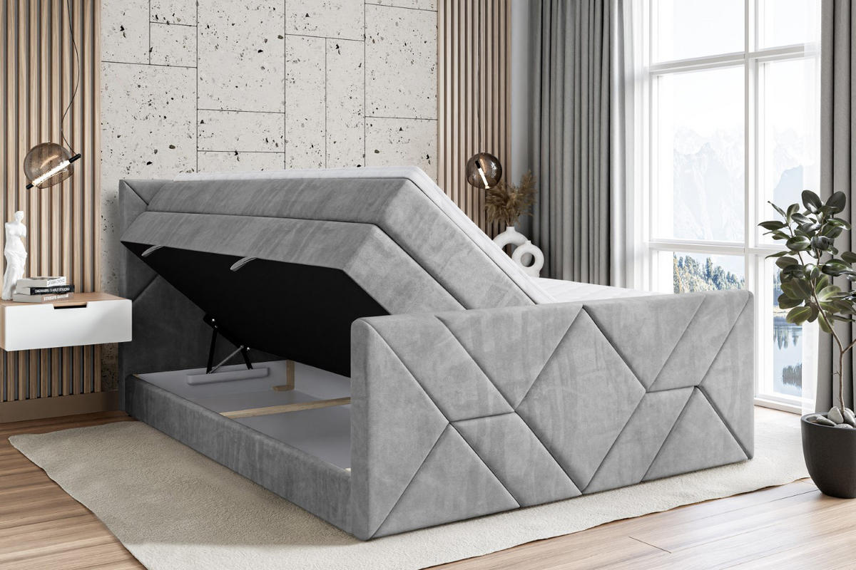 BOXSPRINGBETT BARWA-Z KING - 120x200 - H3/H4 - Hellgrau - Hellgrau, Holzwerkstoff (120/200cm) - ALTDECOR