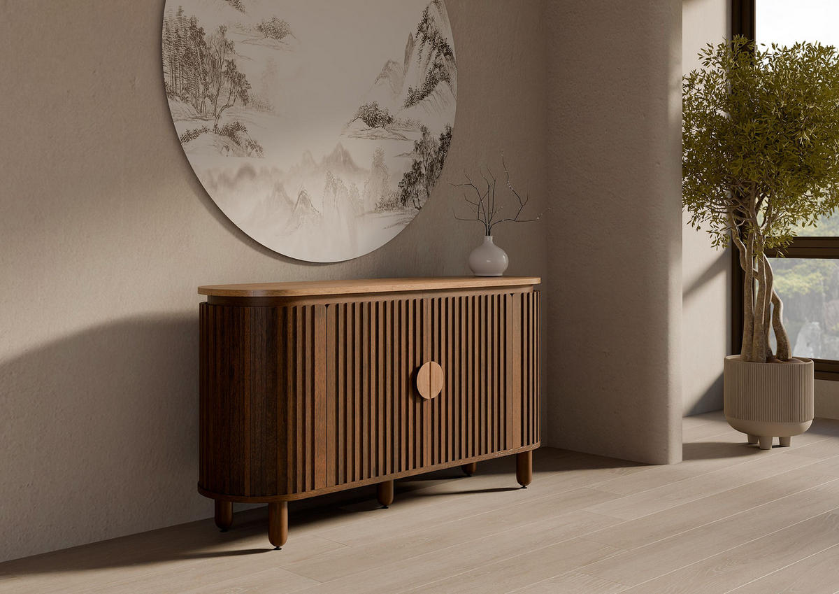 SIDEBOARD Mango 152x40x80 braun geölt KYOTO #111 - Braun, Holz (152/80/40cm) - Massivmoebel24