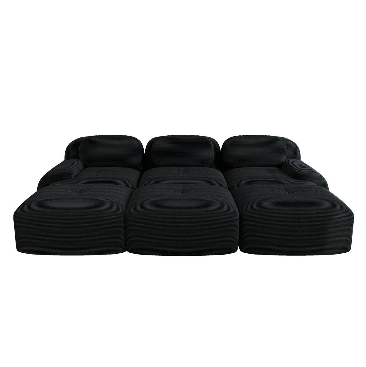 ECKSOFA 298/178/70 cm schwarz aus Cord modular und rahmenlos - Schwarz, Textil (178/298cm) - OKWISH
