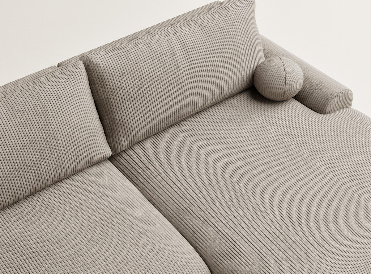 ECKSOFA MIT SCHLAFFUNKTION Tallin Beige Samtstoff - Beige/Schwarz, Holz/Holzwerkstoff (240/145cm) - Maison de Reve