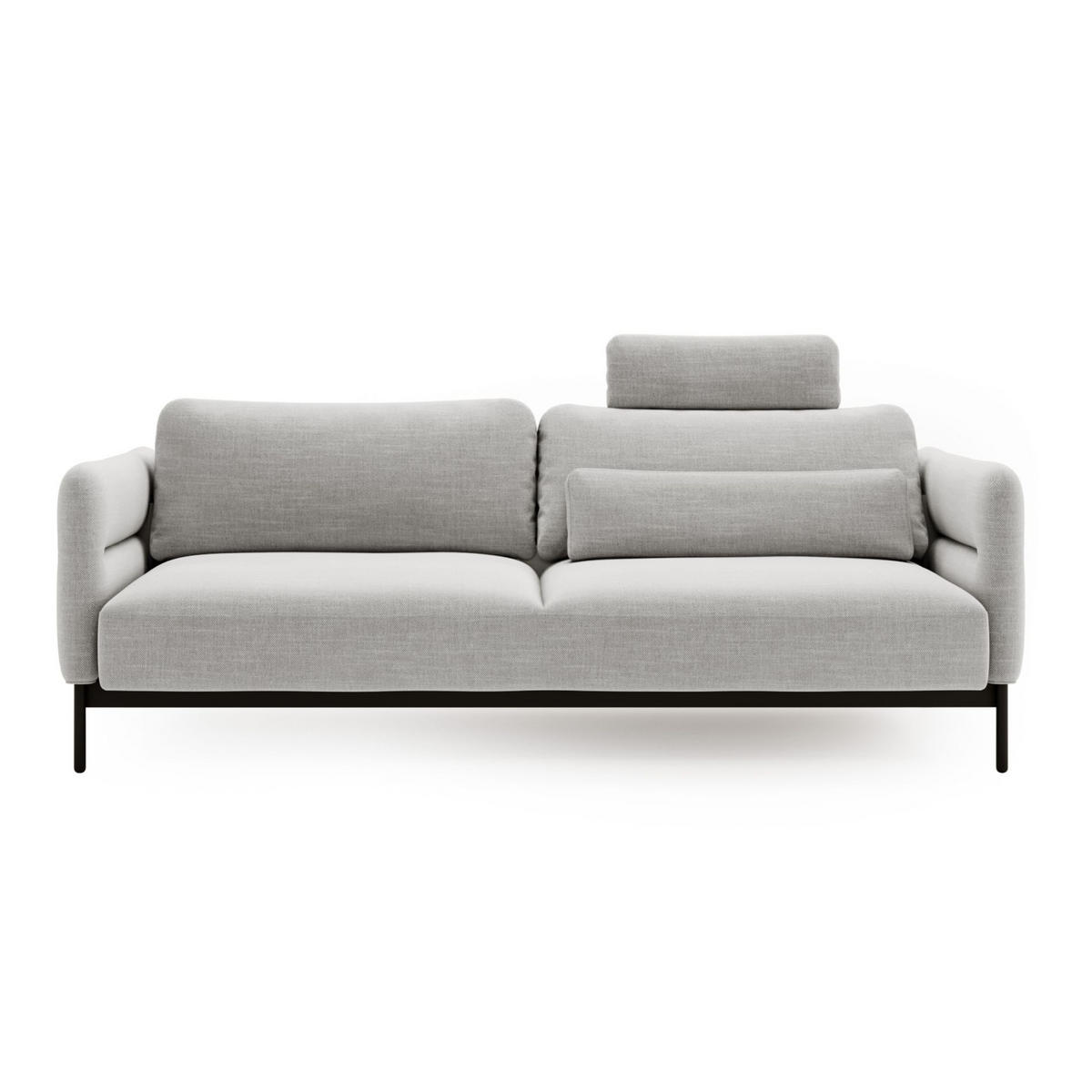 3-SITZER-SOFA Solianero Hellgrau 223 cm - Hellgrau/Schwarz, Textil/Metall (223/95/96cm) - Selsey