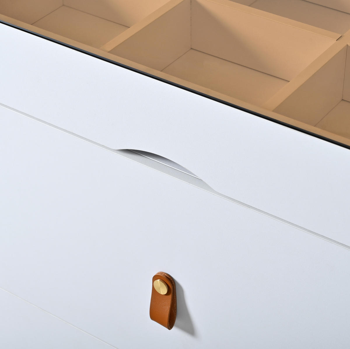 SIDEBOARD 120/78/40 cm Weiß aus Glas und Spanplatte mit 6 Schubladen - Weiß, Glas (40/78/120cm) - OKMYHOME