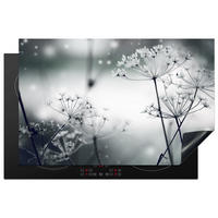 HERDABDECKPLATTE Blumen - Winter - Schnee - Natur Ceranfeldabdeckung 80x52 cm - Grau, Kunststoff (80/52/0.2cm) - MuchoWow