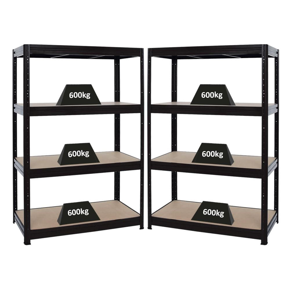 SCHWERLASTREGAL Dino 2er-Set mit 2x 180x120x60 cm Fachlast 600 kg Schwarz - Schwarz, Metall (240/180/60cm) - PROREGAL