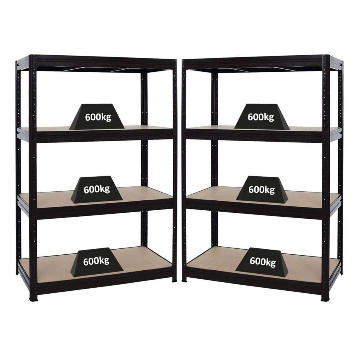 SCHWERLASTREGAL Dino 2er-Set mit 2x 180x120x60 cm Fachlast 600 kg Schwarz - Schwarz, Metall (240/180/60cm) - PROREGAL