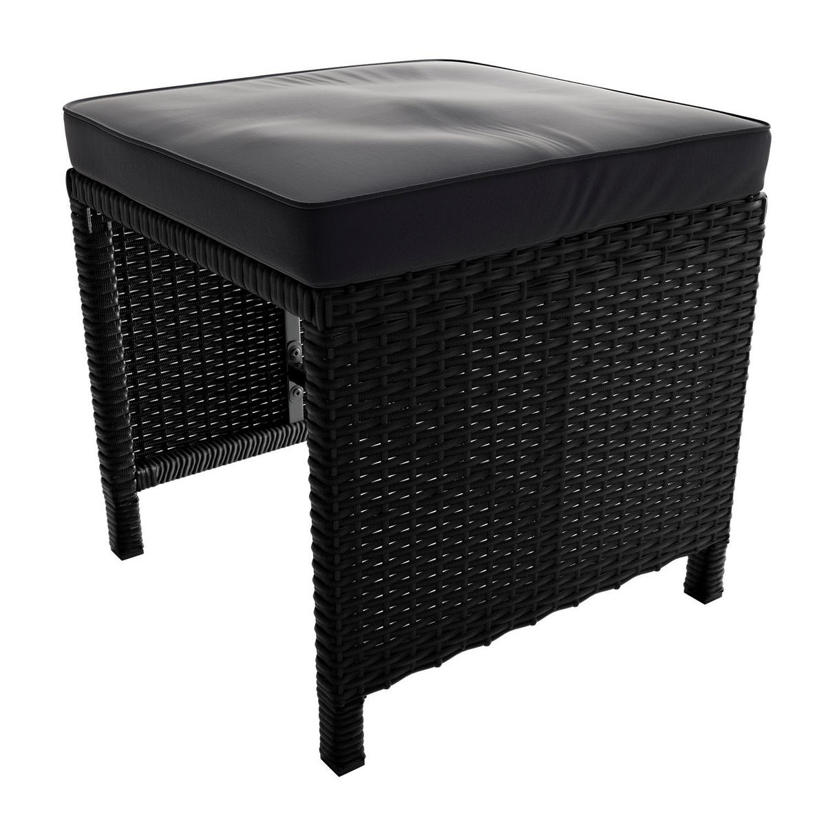 SITZGRUPPE Turin schwarz Polyrattan inkl. Abdeckung - Schwarz, Kunststoff - Juskys