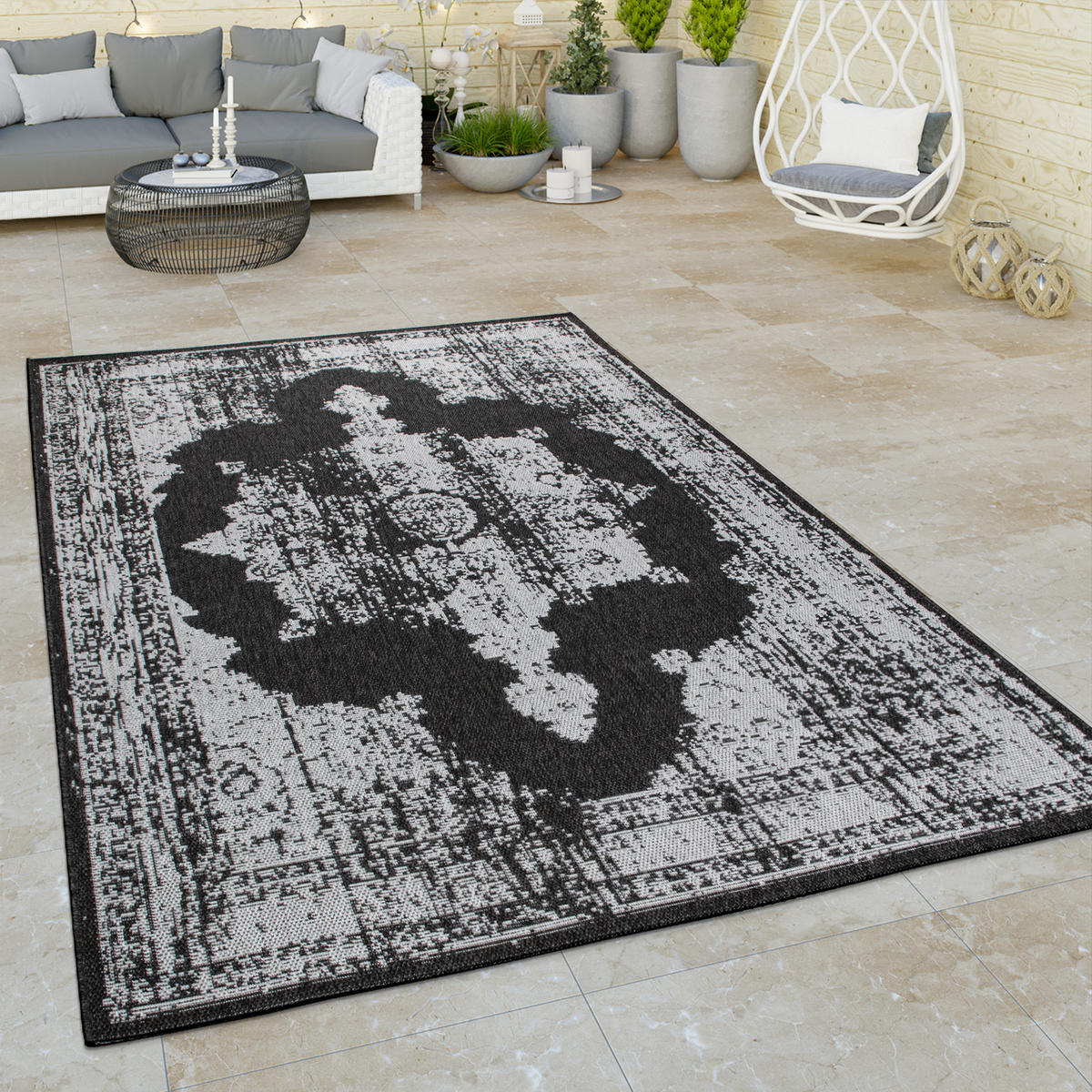 OUTDOORTEPPICH 120/160 cm Kraft 191 - Grau, Textil (120/160cm) - Paco Home