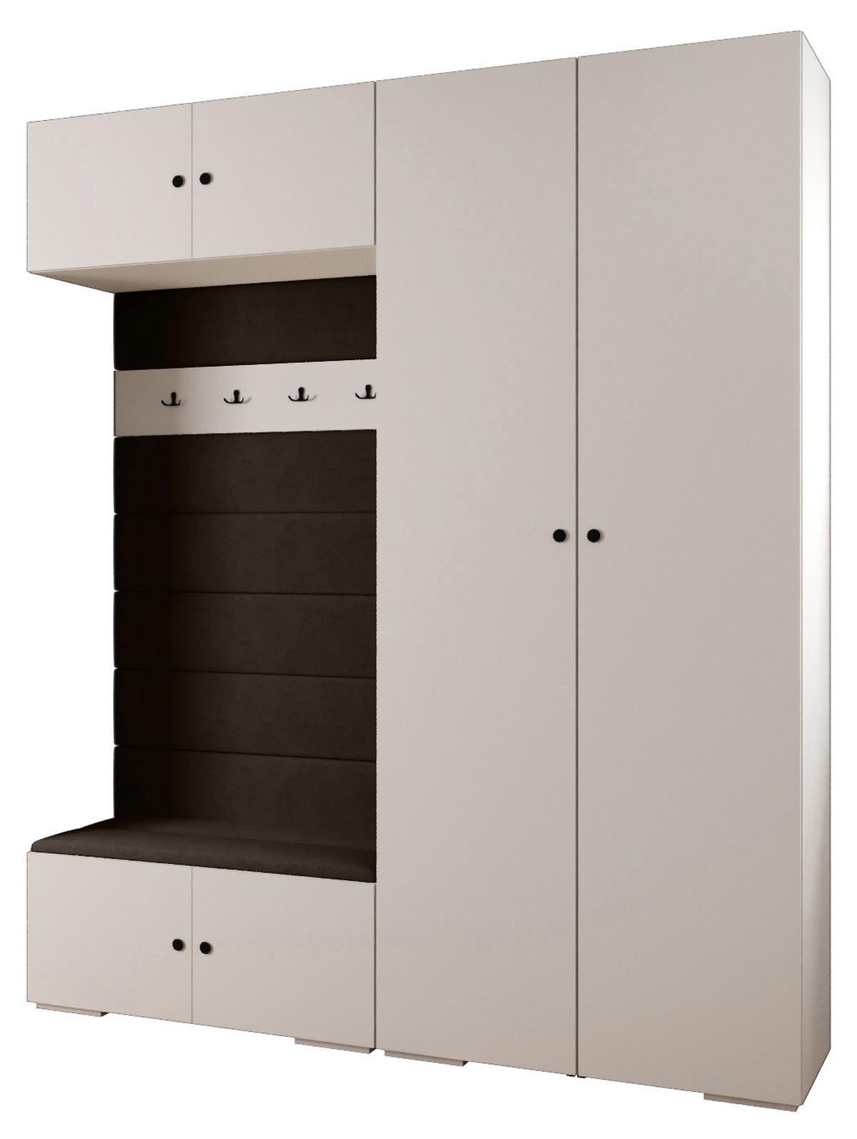 GARDEROBEN-SET 236,7/200/47 - Schwarz/Weiß, Holz/Kunststoff (200/236.7/47cm) - Abiks Möbel