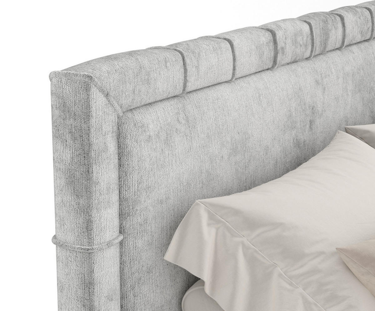 BOXSPRINGBETT Rimini Hellgrau 180/200 cm mit Matratze und Topper - Hellgrau/Schwarz, Holz/Holzwerkstoff (180/200cm) - Maison de Reve