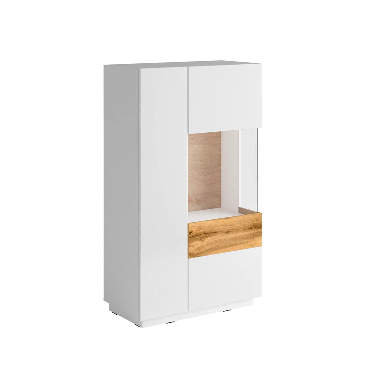 GESCHIRRSCHRANK Andrea Weiß und Holz - Weiß, Holzwerkstoff (80/139/40cm) - Petits-meubles