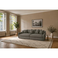 BIGSOFA Hereford XXL Flachgewebe Grün inkl. 12 Kissen 274/131/61 cm - Grau, Kunststoff/Textil (274/61/131cm) - foamnova