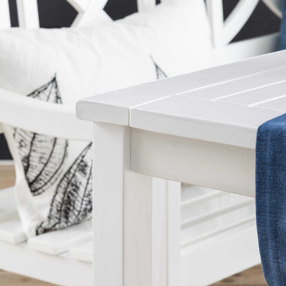 ESSGRUPPE - 4-teilig - Akazie massiv - Weiß - Weiß, Holz - home24