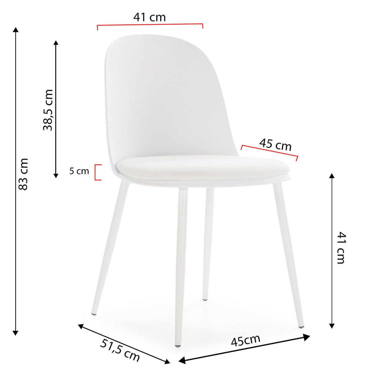 STUHL 4er-Set Kana weiß - Weiß, Kunststoff/Metall (45/83/51cm) - VS Venta-stock
