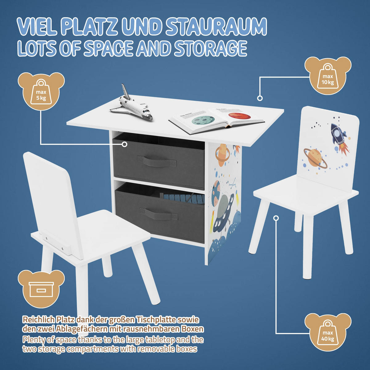 SITZGRUPPE Kinder - Weiß, Holzwerkstoff (71/50/48cm) - Joyz