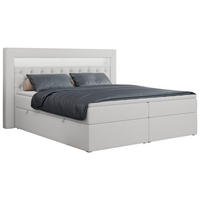 BOXBETT GOLD-6 LED 200/200 Weiß Kunstleder - H3 - Weiß, Holz/Textil (200/200cm) - MKS