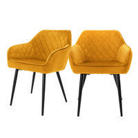 JÍDELNÍ ŽIDLE, sada 2 ks, hořčičně žlutý samet - černá/žlutá, kov/textil (60/80/63cm) - ML-DESIGN