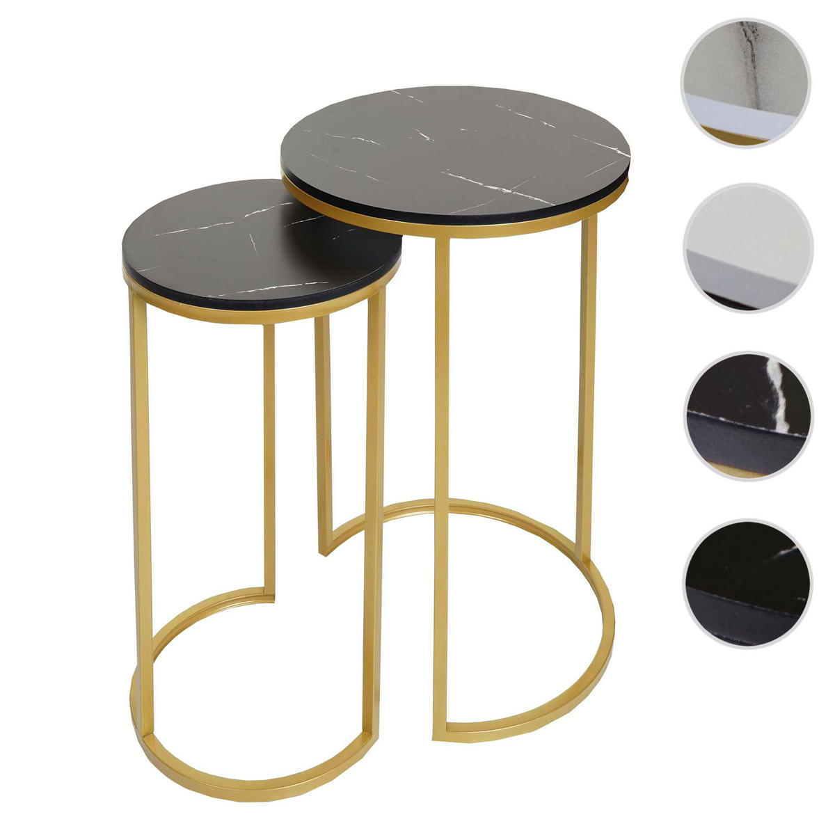 BEISTELLTISCH rund Schwarz, Gold 2er-Set - Goldfarben/Schwarz, Holzwerkstoff (40/40/64cm) - MCW
