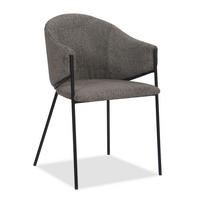 STUHL BUENO gespolsterter - grau - Glamour Chenille - Schwarz/Grau, Textil/Metall (55/83/56cm) - NEW HOME