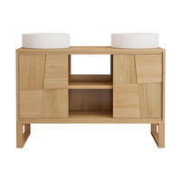 DOPPELWASCHTISCH - 120 cm x 50 cm - Holz, Platte - Naturfarben Hell - MATARAM - Naturfarben, Holz (120/80/50cm) - Vente-Unique
