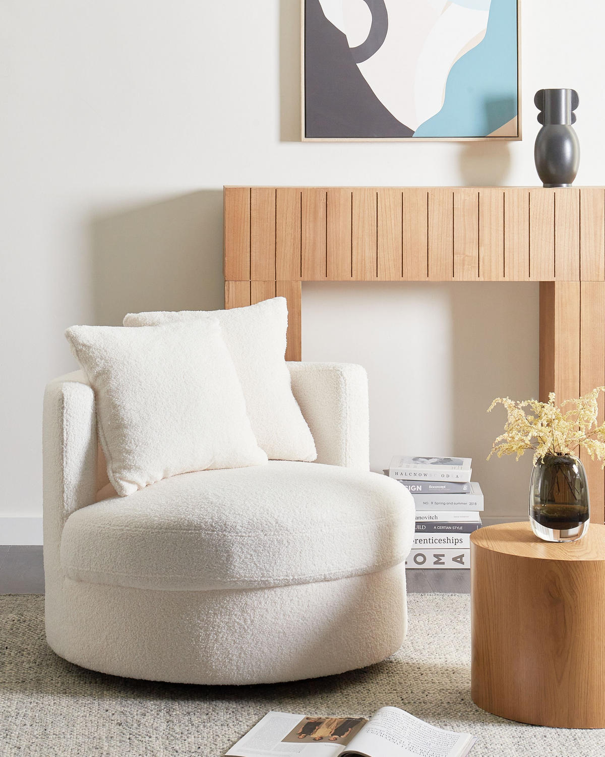 DREHSESSEL Weiß Dalby - Weiß, Textil (82/61/82cm) - Beliani