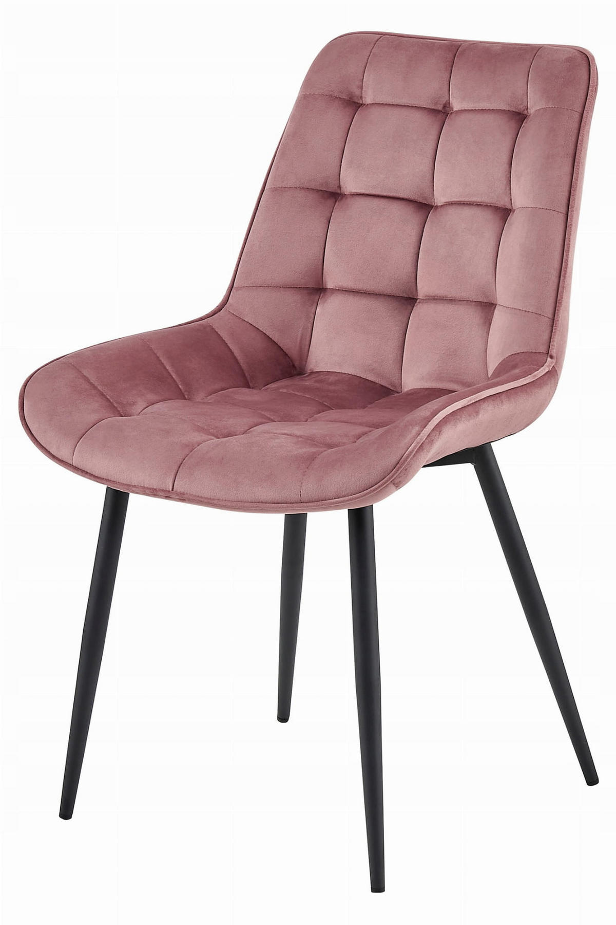 STUHL BARDI 6-er Set, Rosa, Schwarz, mit Samtstoff gepolstert - Grün, Textil/Metall (43/90/51cm) - Komodee