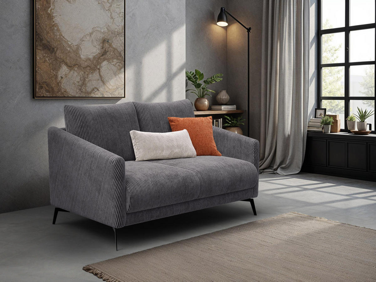 SOFA VILT 2-Sitzer, dunkelgrau - Dunkelgrau/Schwarz, Holzwerkstoff/Textil (142/89/94cm) - Courtois Laville