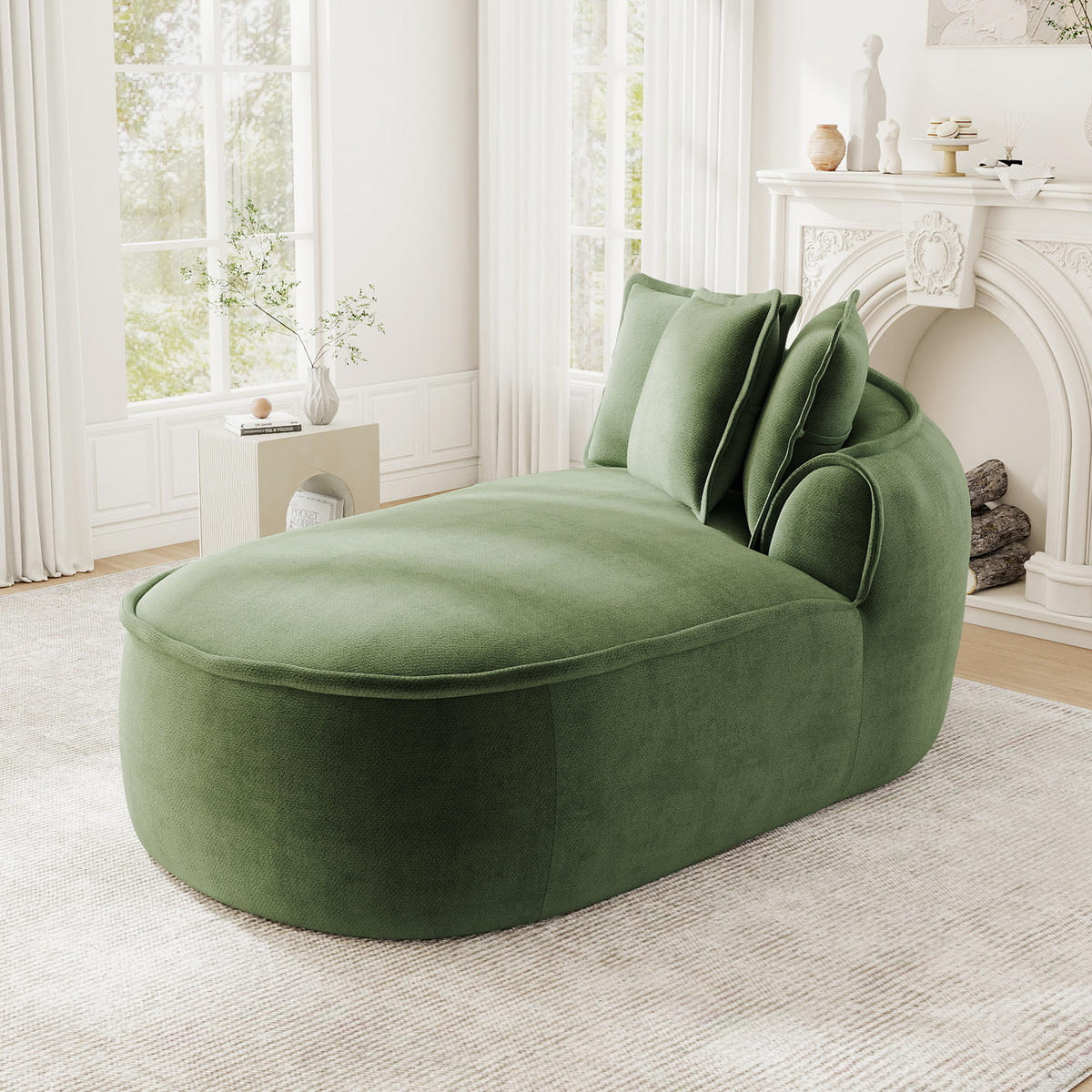 RÉCAMIERE rechte Chaiselongue mit Kissen, DE-42643, Grün - Grün, Textil (164/67/92cm) - ComfortXL