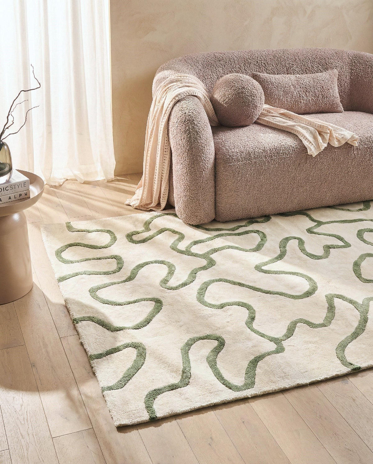 KOBEREC Světle béžový 160/230 cm Viskóza Kappar - béžová, textil (160/230cm) - Beliani