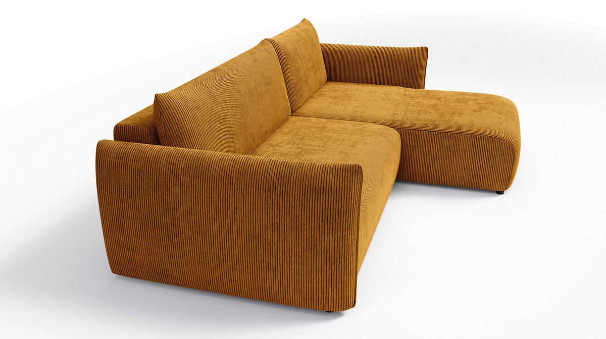 ECKSOFA TAUER 3-Sitzer links, safran - Gelb/Schwarz, Holz/Textil (248/173cm) - Courtois Laville