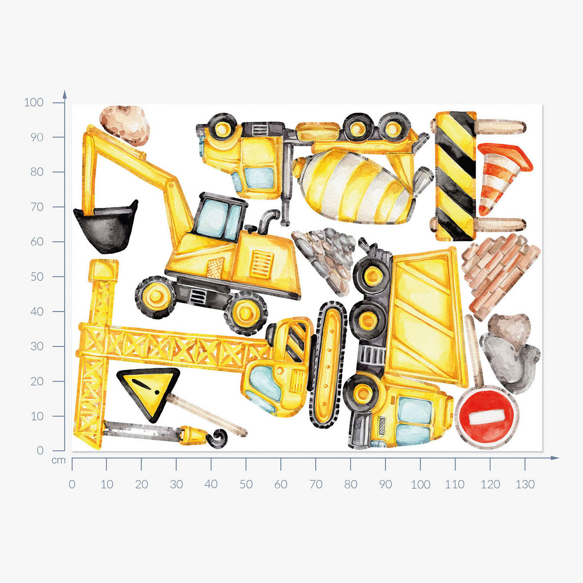 WANDAUFKLEBER 100x135cm - Arbeitsfahrzeuge und Maschinen - Multicolor, Kunststoff (100/135/0.1cm) - Wallfluent