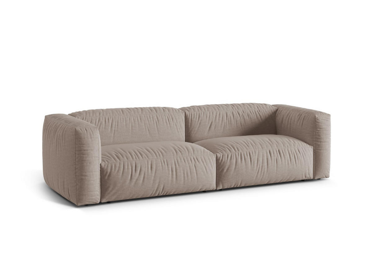 SOFA modular Martina aus strukturiertem Stoff dunkelbeige 3 Sitzplätze - Mokka, Textil (106/75/240cm) - Micadoni