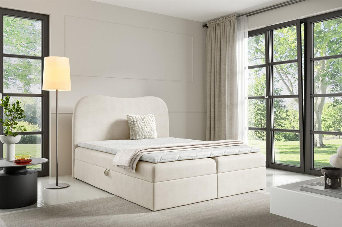 BOXBETT Darlin Premium - Creme, Holzwerkstoff/Textil (180/200cm) - Fun Möbel