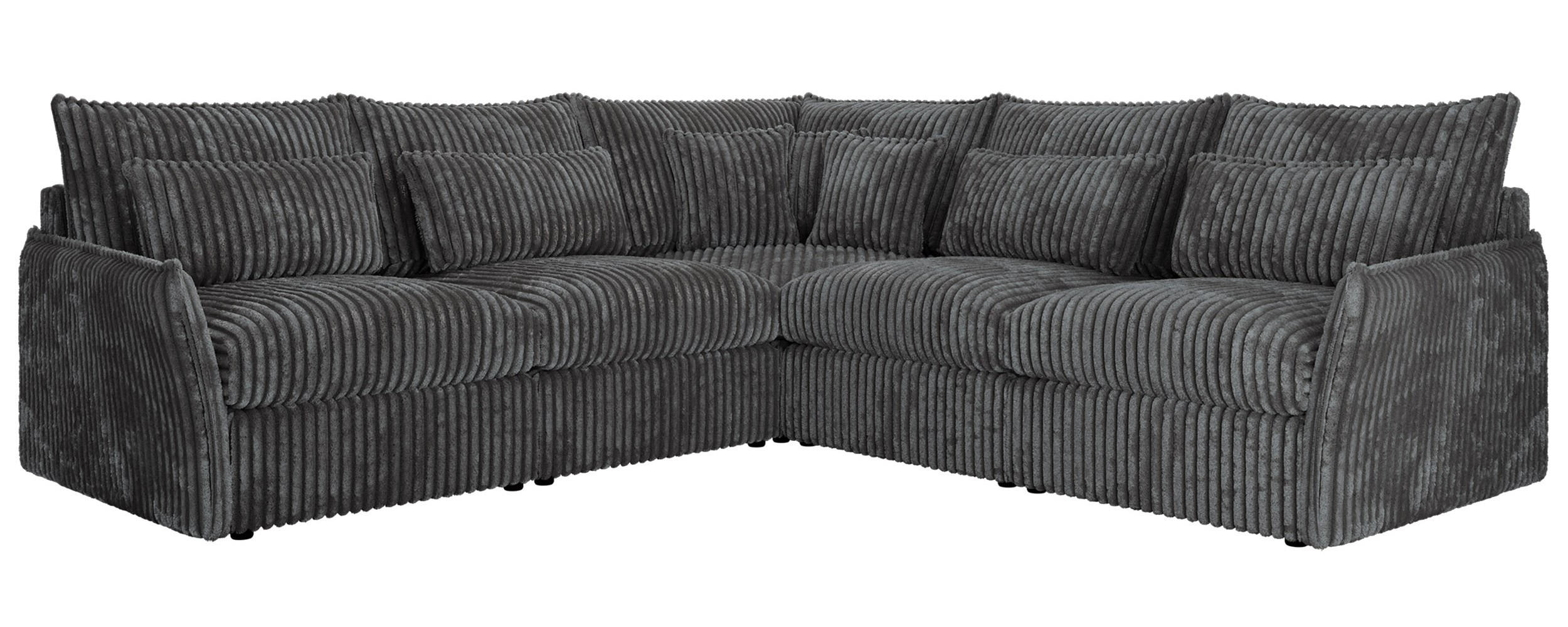ECKSOFA VERSO L Dunkelgrau Cord - Dunkelgrau/Schwarz, Kunststoff/Textil (270/270cm) - MKS