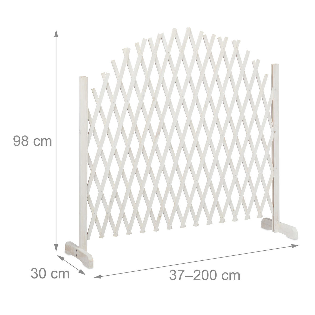 RANKGITTER - Weiß, Holz (200/98/30cm) - Relaxdays