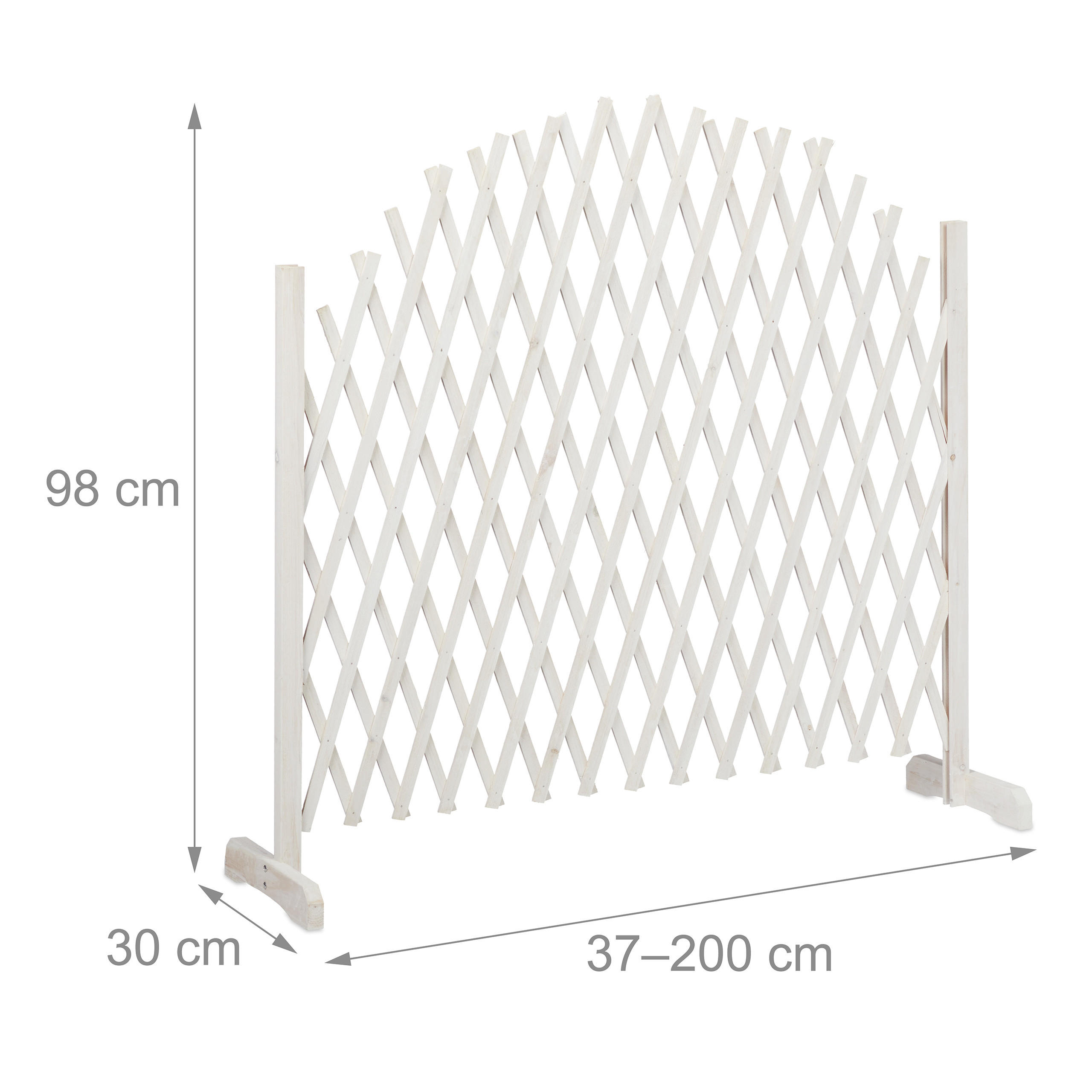Thumbnail - Relaxdays Rankgitter, Weiß, Holz, 200x98x30 cm, Gartenzubehör, Gartendeko