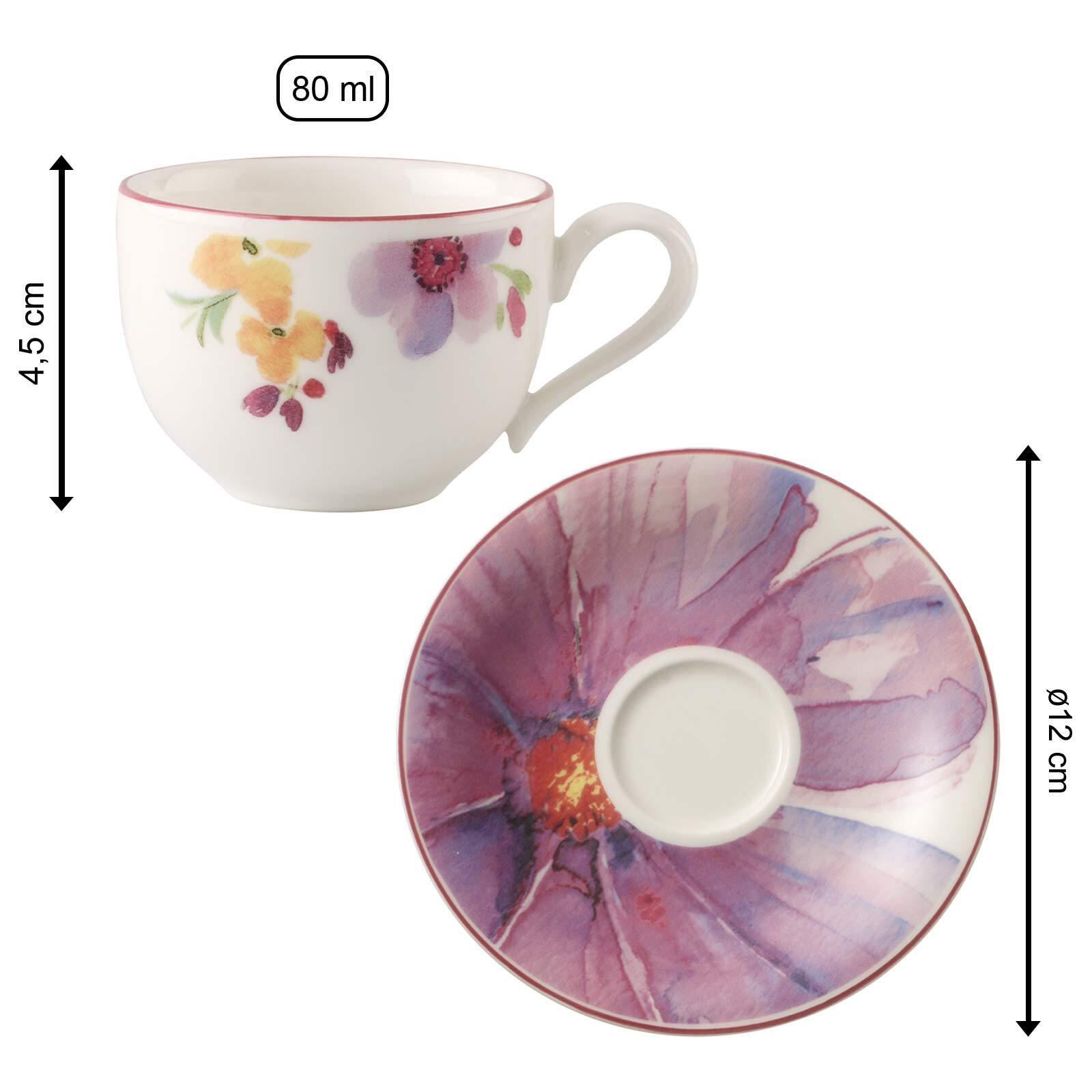 ESPRESSOTASSE MIT UNTERTASSE Mariefleur Basic bunt 80 ml - Multicolor, Keramik (1/1/1cm) - Villeroy & Boch