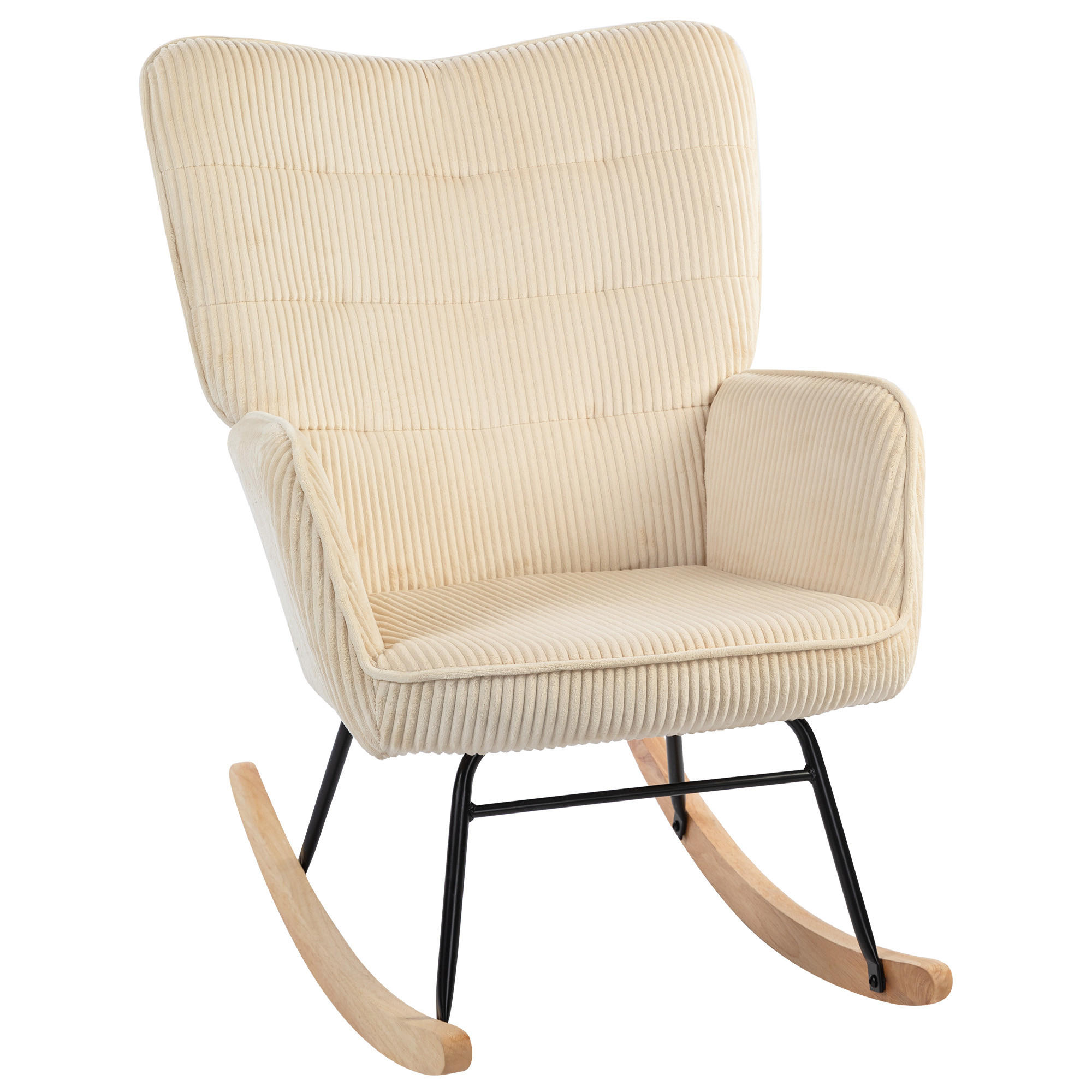 VINTAGE Schaukelstuhl Buchenholz Beige - Beige, Holz (71/101/98cm) - furnicato