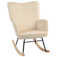 VINTAGE Schaukelstuhl Buchenholz Beige - Beige, Holz (71/101/98cm) - furnicato