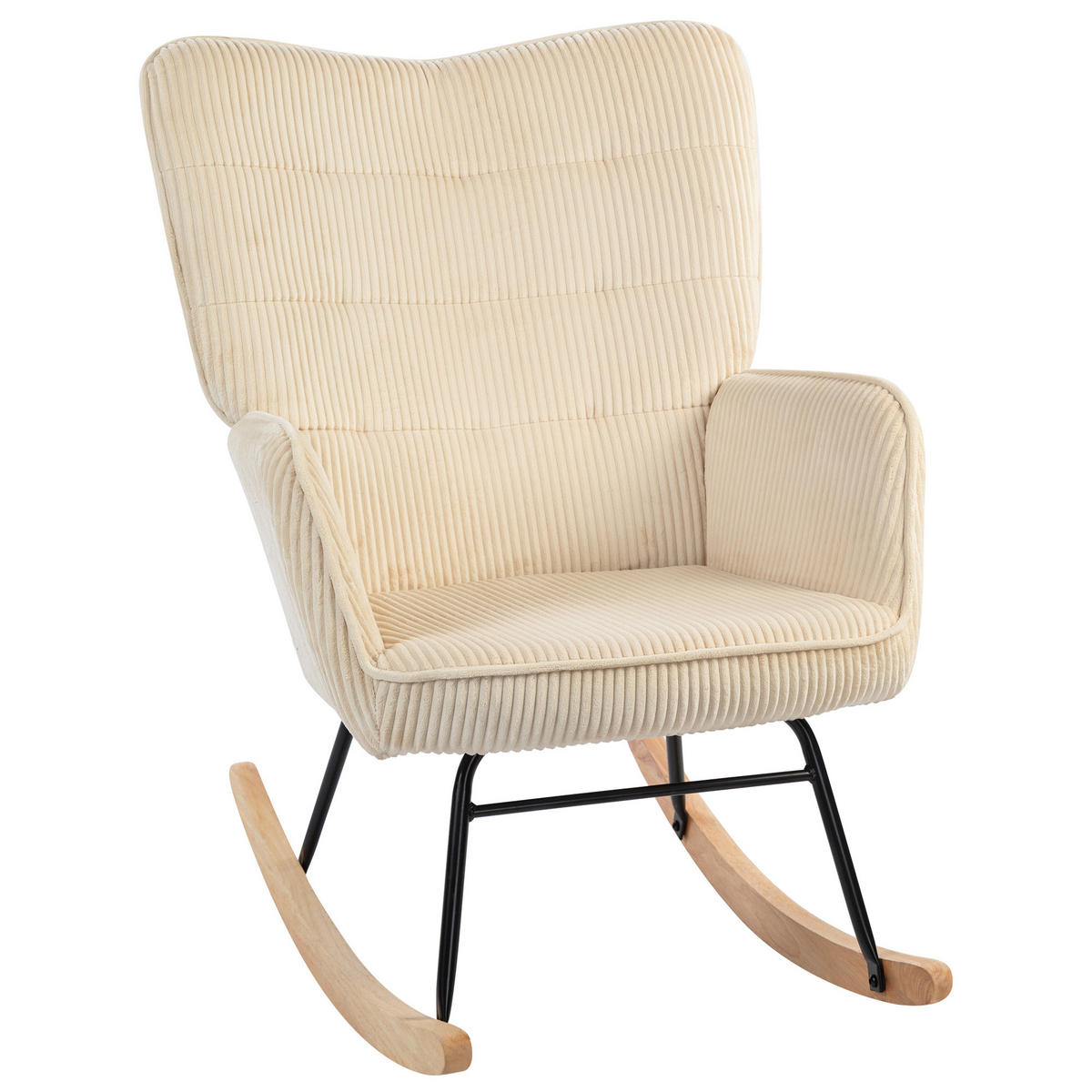 VINTAGE Schaukelstuhl Buchenholz Beige - Beige, Holz (71/101/98cm) - furnicato