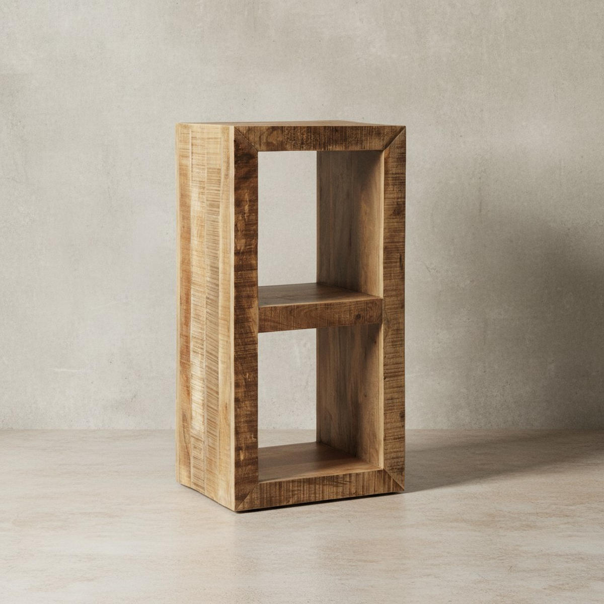 REGAL Massivholz Mango Cubeform Vintage EWA, Beige 45x35x90 cm - Beige, Holz (45/90/35cm) - KADIMA DESIGN