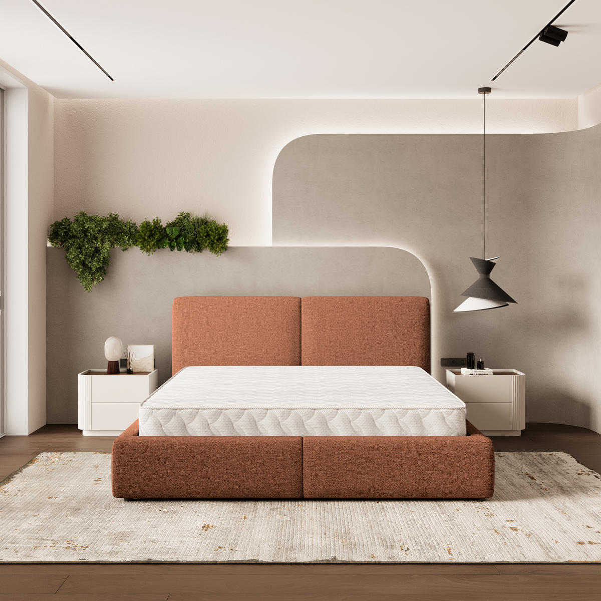 ČALOUNĚNÁ Postel FELURO 140x200 cm Měděná - měděná, kompozitní dřevo/textil (140/200cm) - MASSENO
