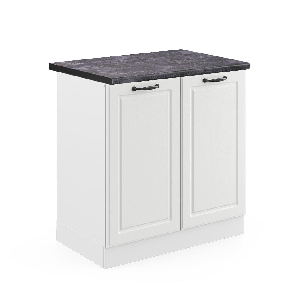 SPÜLENUNTERSCHRANK R-Line Weiß Landhaus 80 cm, AP Anthrazit - Creme/Weiß, Holzwerkstoff (80/81.6/60cm) - Vicco