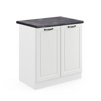SPÜLENUNTERSCHRANK R-Line Weiß Landhaus 80 cm, AP Anthrazit - Creme/Weiß, Holzwerkstoff (80/81.6/60cm) - Vicco