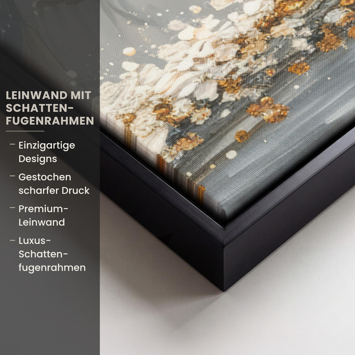 LEINWAND Bilder mit Rahmen - Baum - Blumen - Weiß - Natur - Kunst - 40x60 - Weiß, Textil (40/60cm) - MuchoWow
